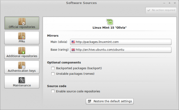 software sources linux
mint