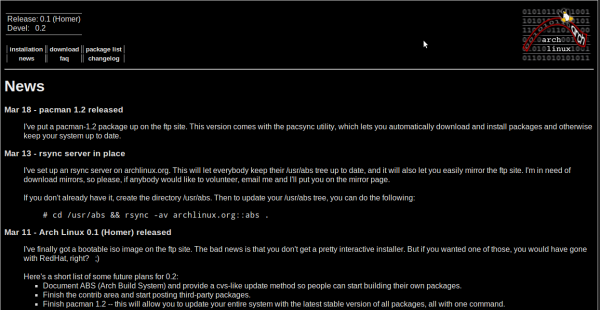 Archlinux website
2002
